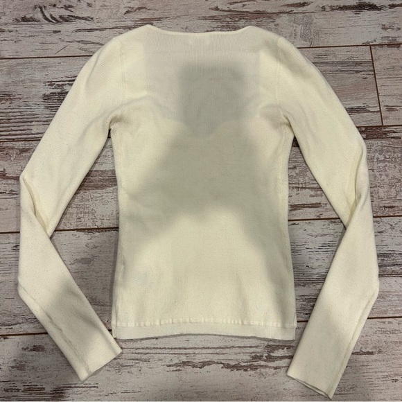 Wilfred by Aritzia Cream Sweetheart Neckline Longsleeve Top Ribbed Size Medium - Picture 8 of 9